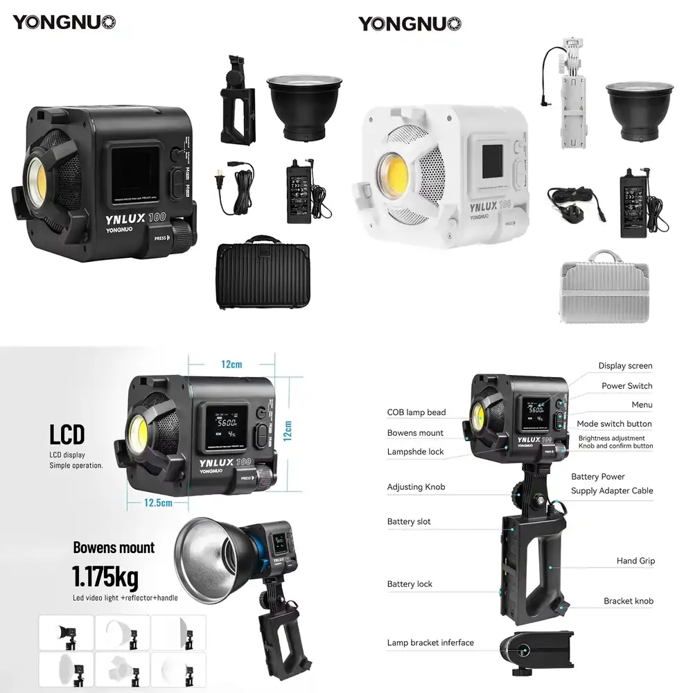 Photography Lighting For Studio - YONGNUO YNLUX100 100W 3200K-5600K コンパクトハンドヘルドLEDビデオCOB撮影用フィルライト（写真スタジオ用）