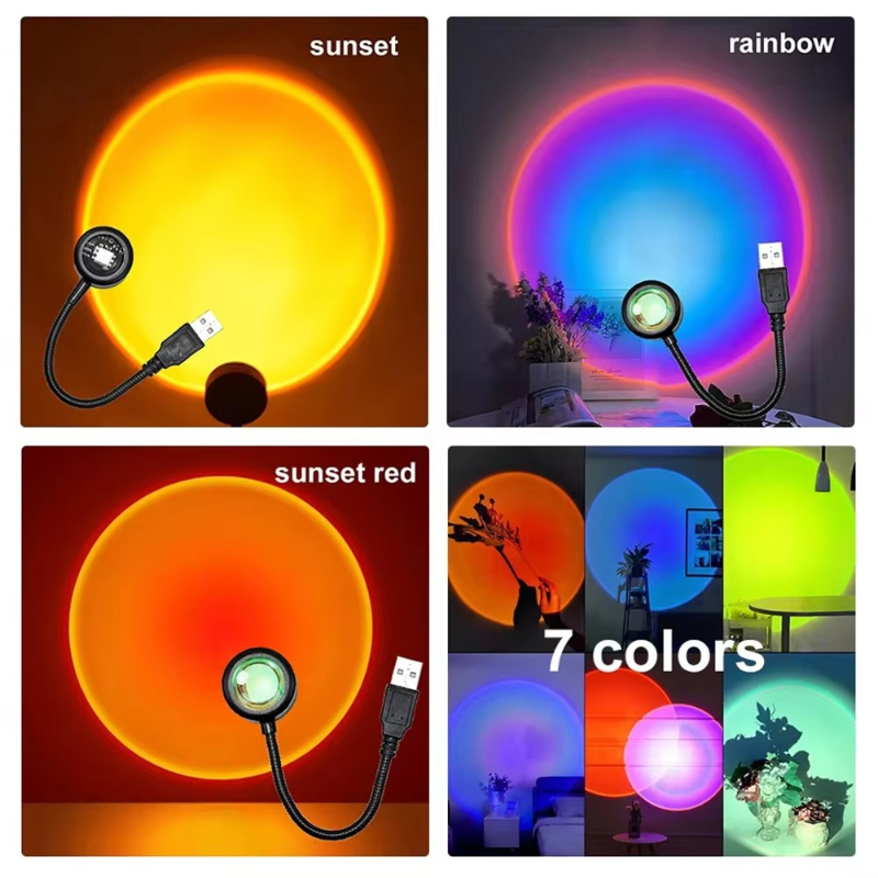 Photography Lighting Home - 1-4 個のサンセットランプ LED レインボーネオンナイトライトプロジェクター写真撮影壁雰囲気照明寝室ホームルーム装飾ギフト用
