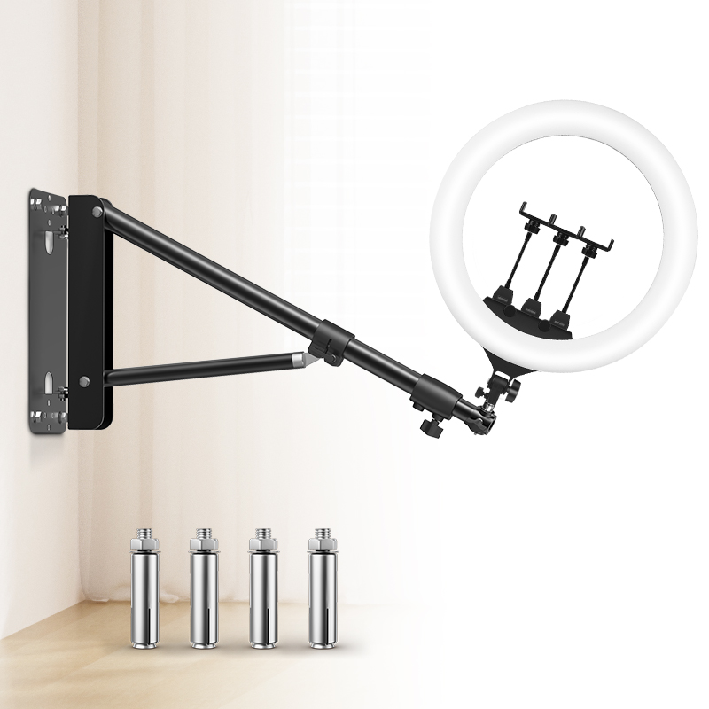Photography Lighting Triangle - 壁取り付け三角ブームアームリングライト、写真撮影用調光可能ライト、スタジオキット、ビデオライト、壁取り付け、22 