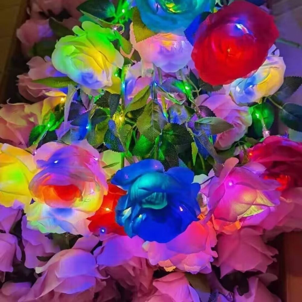 光る人工バラの花 LED ライトカラフルな模擬バラの花束写真 - Photography Lighting Simulation のレビューと価格