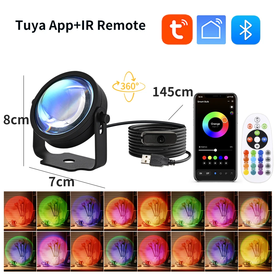 スマートサンセットランプ Tuya USB サンセットプロジ - Photography Lighting Setup のレビューと価格